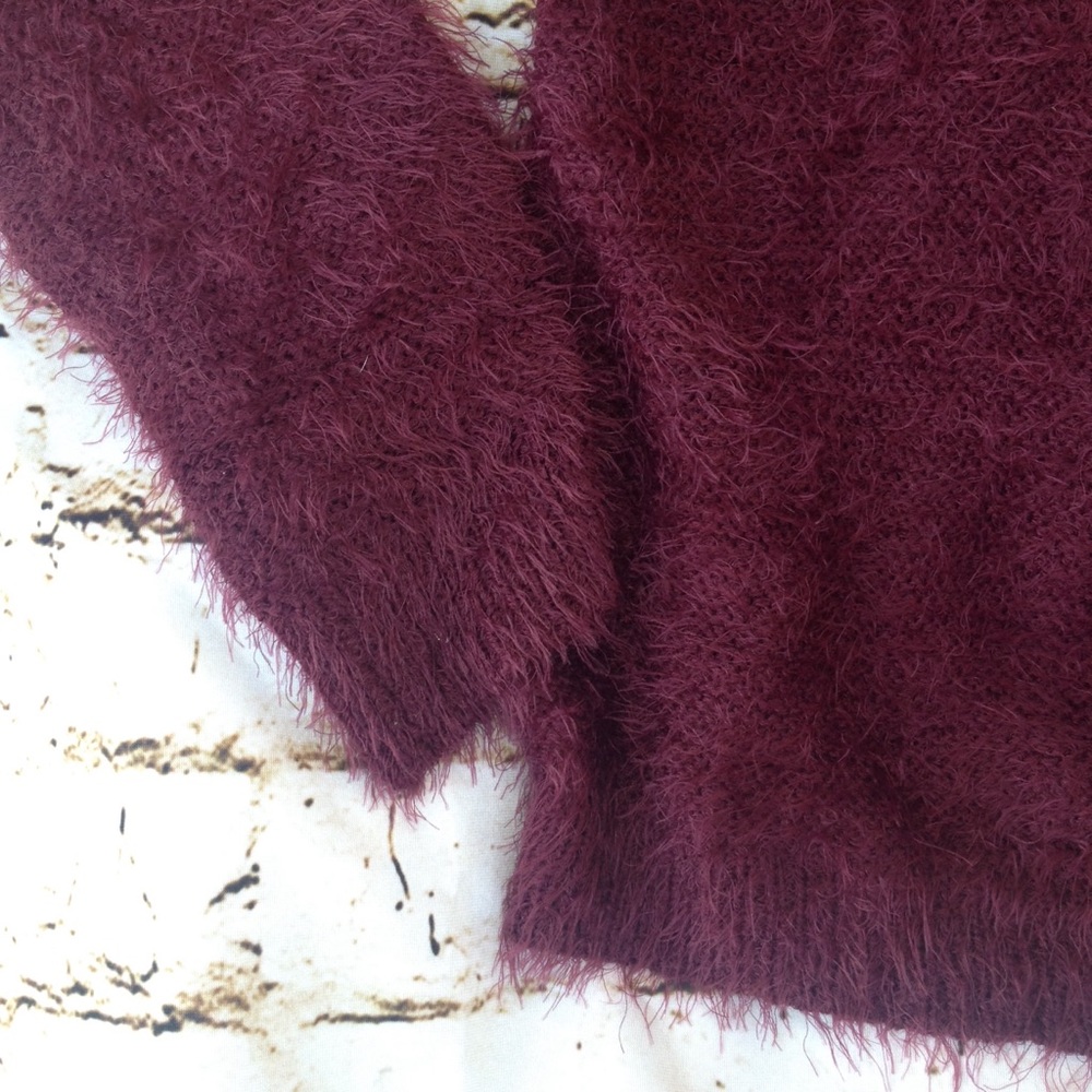 Almost Famous Bea Fuzzy Trending Burgundy Sweater - Picture 5 of 6
